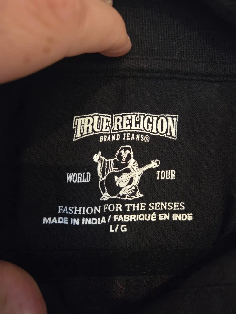 True Religion Black Polo with Red Trim and Logo